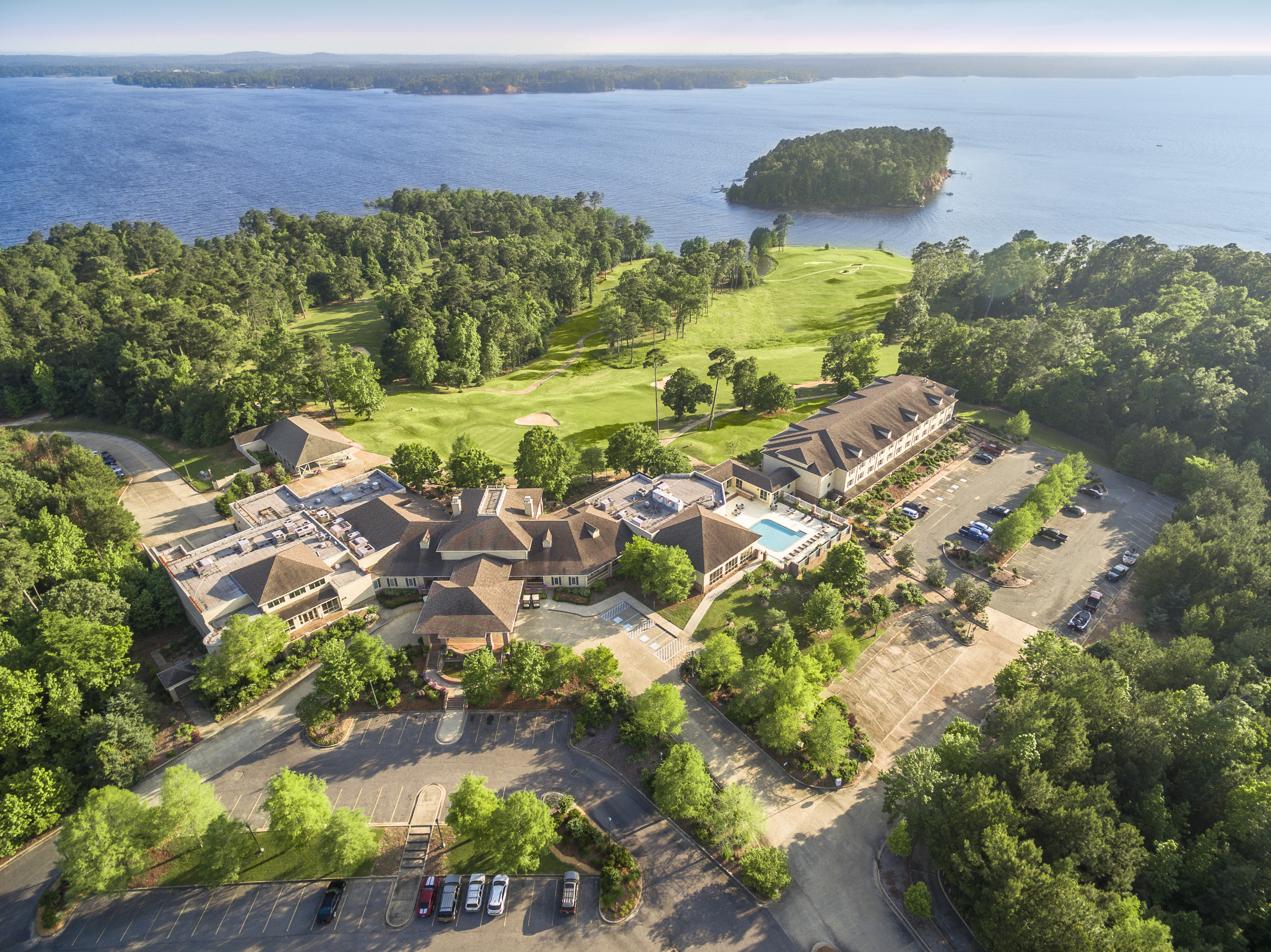 aerial view of golf course